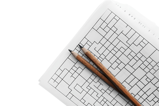 Maze Puzzle Game Pencils Wooden Black White