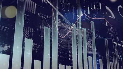 Animation of statistical data processing against night city traffic - Powered by Adobe