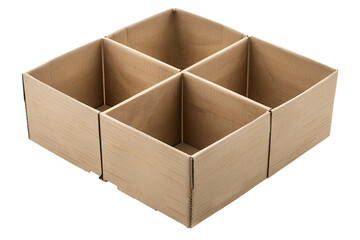Empty Cardboard Box with Four Compartments