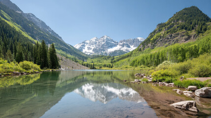 Naklejka premium explore breathtaking summer landscapes and nature across all states in usa featuring stunning mountain lakes and