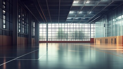 Innovative sports complex with sleek exterior and vibrant playing field for athletes image