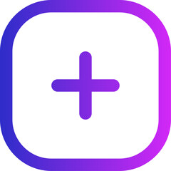 Obraz premium A vibrant purple and pink gradient plus sign icon inside a rounded square, symbolizing adding, creating, and new content for user interface design