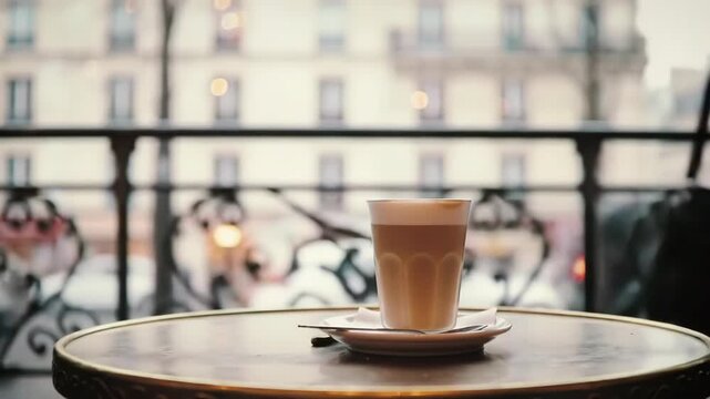 Parisian Cafe A Relaxing Moment with Coffee & City View