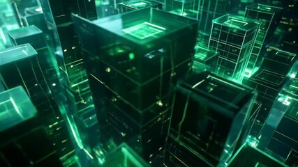 Abstract Green Glass Cubes: Modern Technology Background - Powered by Adobe