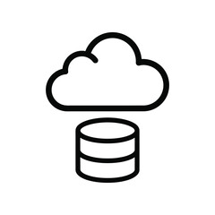 Cloud Data Icon: Clean, minimalist icon representing cloud computing, data storage, and information management, symbolizing modern technological infrastructure.