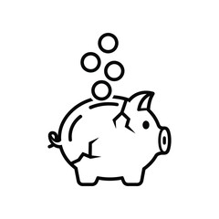 Saving for the Future: A simple, clean line art illustration depicting a piggy bank with coins falling into its slot, representing financial prudence and savings.