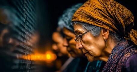 Memorial wall with names of deceased community members survivors paying respects maintaining human dignity and remembrance