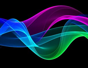 Abstract swirling lines of vibrant color on black background
