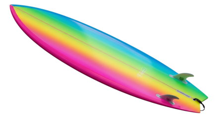 Vibrant Rainbow Surfboard Isolated on Black Background