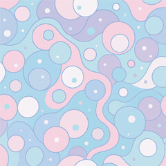 Seamless Abstract Pastel Bubble Pattern in Soft Pink, Blue, and Purple