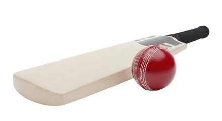 Cricket Bat and Ball on Black Background