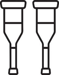 Crutches pair line icon Vector icon on white background.