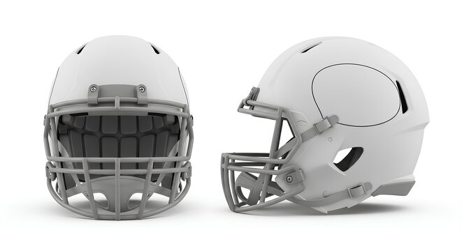 American Football Helmet Front and Side Views - 3D Render