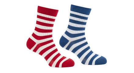 Red Blue White Striped Socks Isolated on Black
