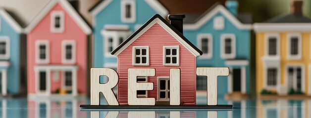 Obraz premium Real Estate Investment Trust Concept with Houses and Letters REIT