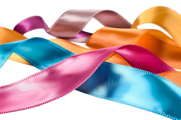 Colorful satin ribbons swirling design abstract background