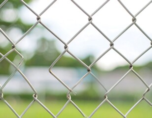 Fototapeta premium Chain link fence with blurred background