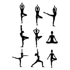 Yoga Pose Silhouette Set – Graceful Human Forms in Minimalist Vector Style