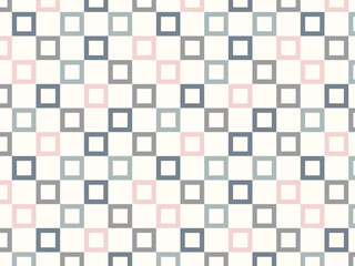 Minimalist square pattern in soft blue, pink, and gray on a white background