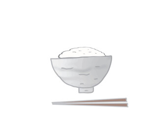 Illustration of a small bowl of rice