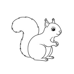 A cute cartoon squirrel outline on a white background