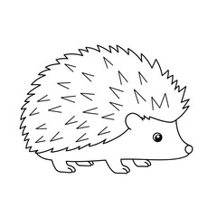 A cute little hedgehog outline on a white background for coloring