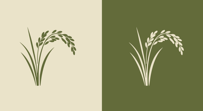 Minimalist icon of a rice plant