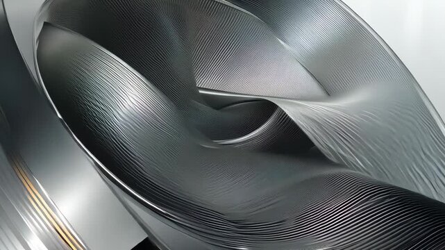 A futuristic digital sculpture inspired by a Moebius ribbon, showcasing fluid dynamics and sleek metallic textures in a high-resolution abstract concept