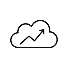 Cloud Growth: A minimalist illustration of a cloud with an upward-trending arrow, symbolizing growth, progress, and digital concepts.