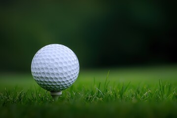 Obraz premium Close-up of White Golf Ball on Tee in Lush Green Grass Background