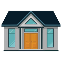 Flat vector town house cottage icon isolated on white. Perfect for residential real estate, modern building, property, and web design projects.