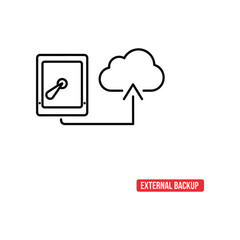 External Backup: A clear vector illustration of data securely uploaded to cloud storage, symbolizing data protection and digital backup solutions.