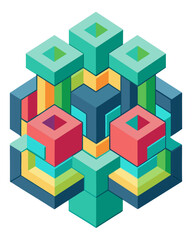 Obraz premium Vector abstract isometric 3D cubes pattern background, geometric block design isolated on white PNG.
