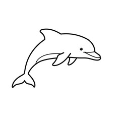 a black outline of a dolphin on a white background