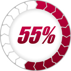 Percentage and Progress Icon. 55% Illustration