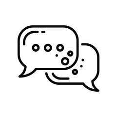 Dialogue Icon: A minimalist illustration of two speech bubbles, symbolizing communication, dialogue, and conversation, ideal for various design contexts.