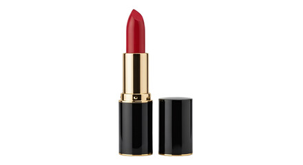 Obraz premium Vibrant Red Lipstick Beauty Product on Black Background