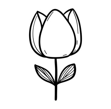 This simplistic black and white illustration features a beautiful flower, perfect for artistic projects, decor themes, and nature-inspired designs.