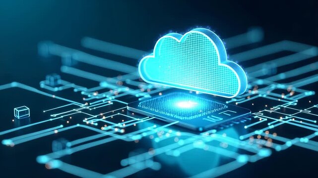 Robust Cloud Platform: Versatile Computing Power & Secure Data Storage for Enterprise Digital Transformation - Photo Stock Concept with Left Space