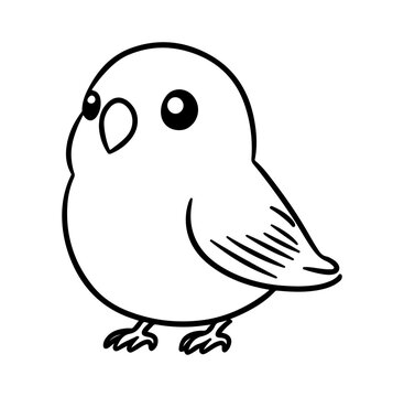 Adorable line art illustration of a cartoon bird, perfect for creative projects. This minimalist design conveys cuteness and charm in a unique style.