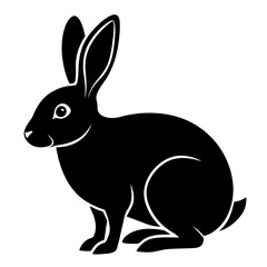 High Contrast Black Rabbit Silhouette Vector for Prints Logos Stickers and Digital Designs
