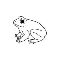a black outline of a frog on a white background