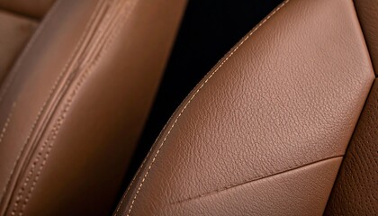 Brown leather car seat upholstery detail