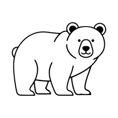 Fototapeta premium A cute and simple line art illustration of a friendly bear. Cartoon style wild animal drawing for children's books, coloring pages, or brand mascots. Isolated element.