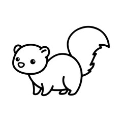 Obraz premium A very cute and simple cartoon squirrel drawing. Minimalist black and white line art of an adorable woodland creature. Ideal for icons, logos, or children's book illustrations.