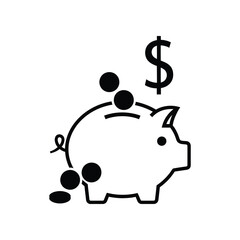 Financial Savings: A minimalist illustration of a classic piggy bank, adorned with the international symbol of currency. Reflecting themes of savings, investment, and fiscal management.