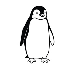 A cute penguin outline on a white background for coloring book