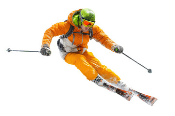 Male skier in the air.