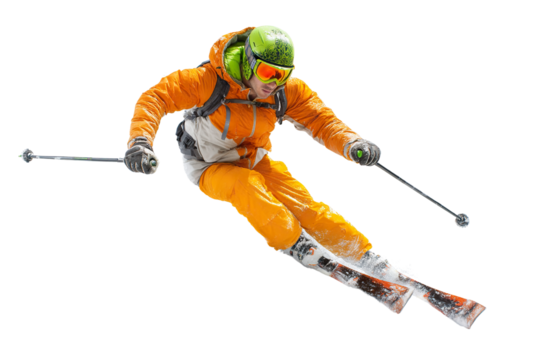 Male skier in the air.