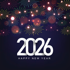 Happy new year 2026 background with Fireworks and bokeh lights